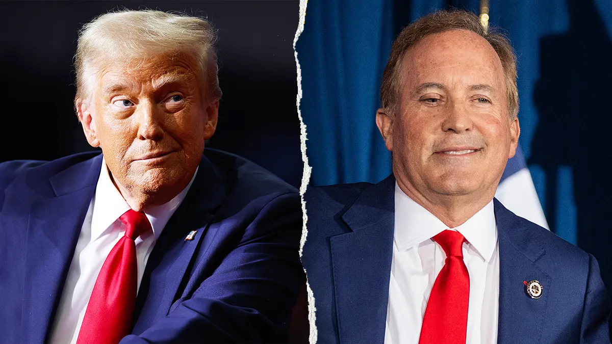 President Donald Trump standing next to Texas Attorney General Ken Paxton