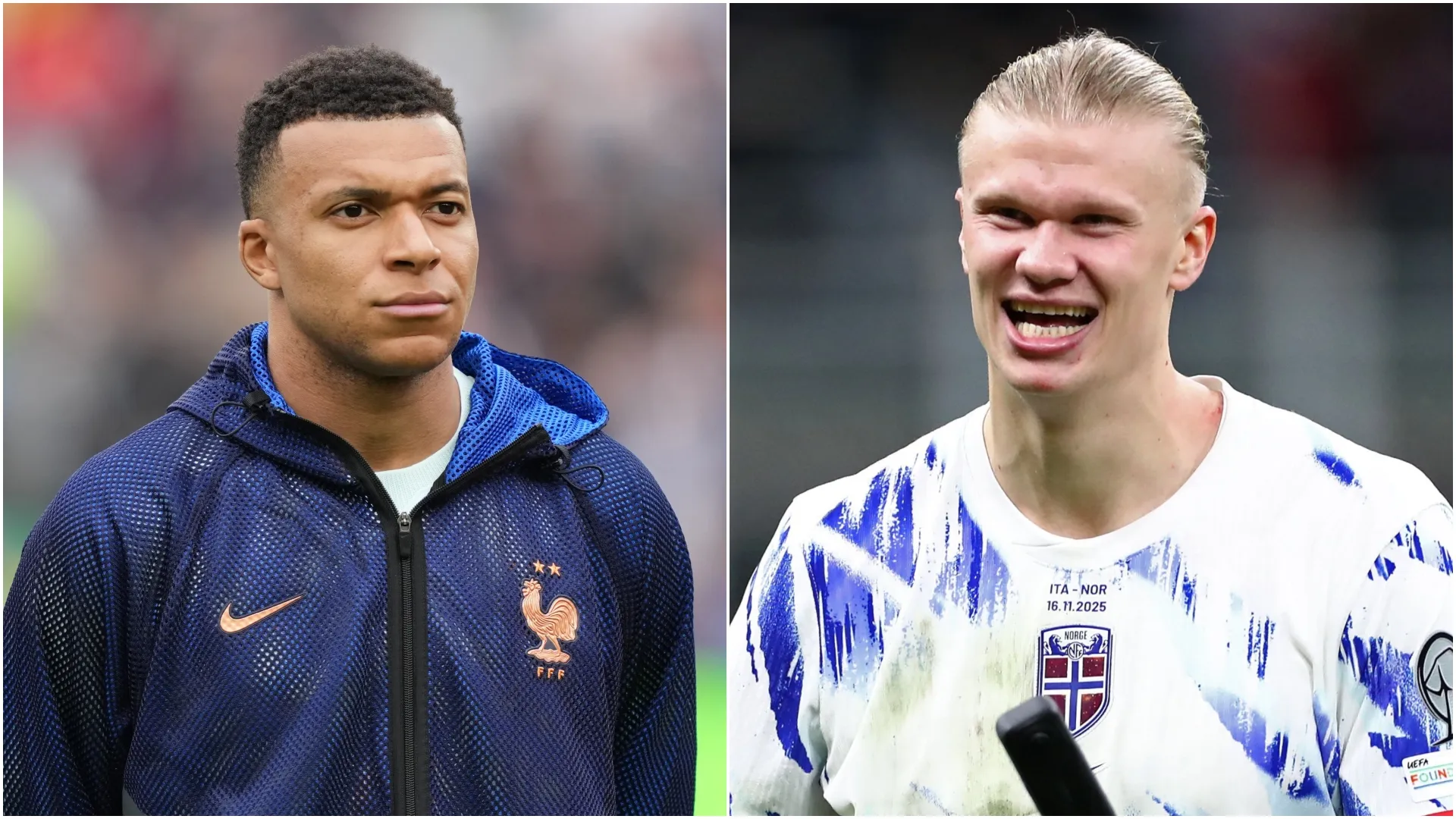 Kylian Mbappe da França e Erling Haaland da Noruega.
