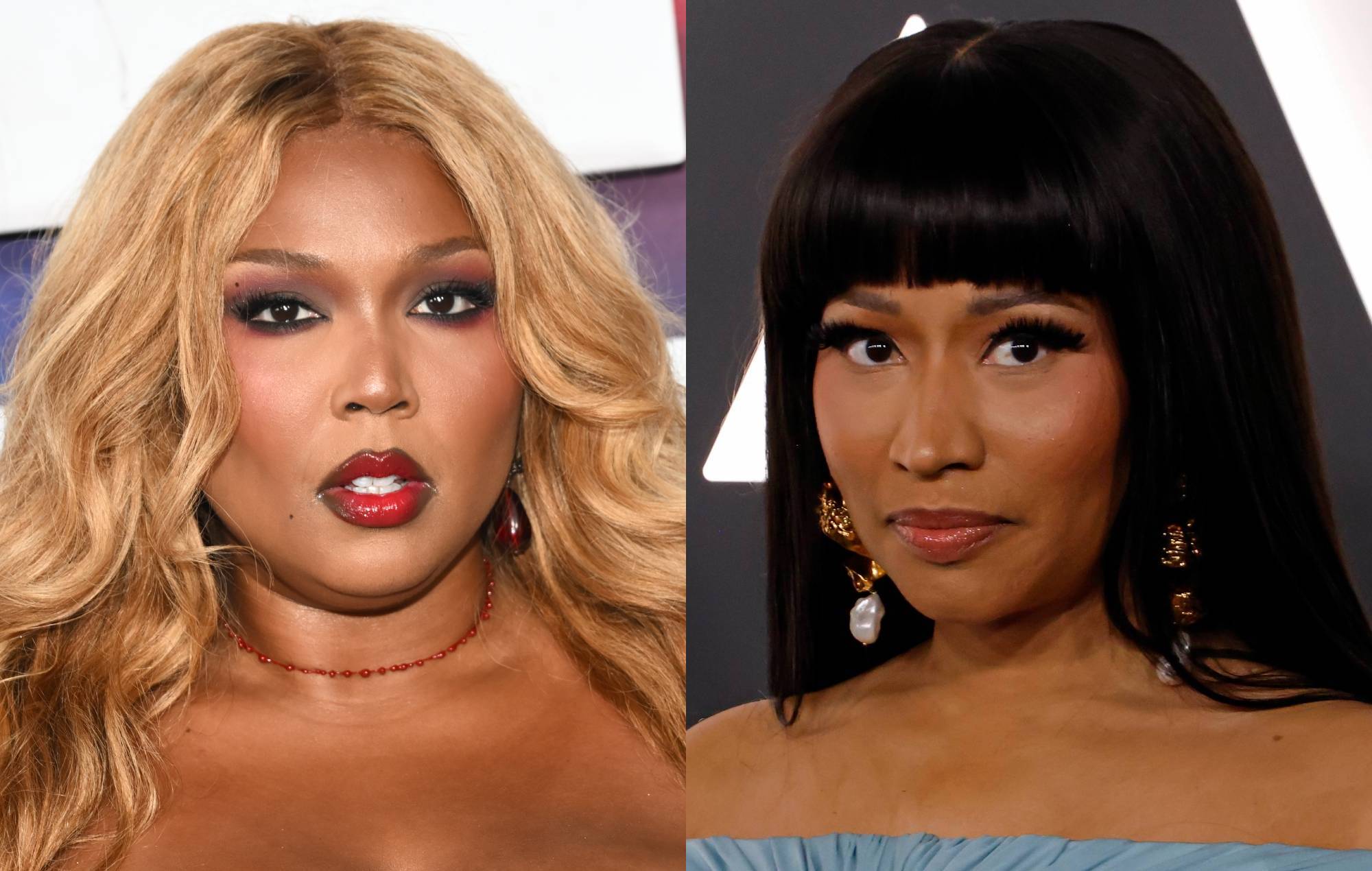 Lizzo and Nicki Minaj. CREDIT: Michael Buckner/Variety via Getty Images and Taylor Hill/WireImage