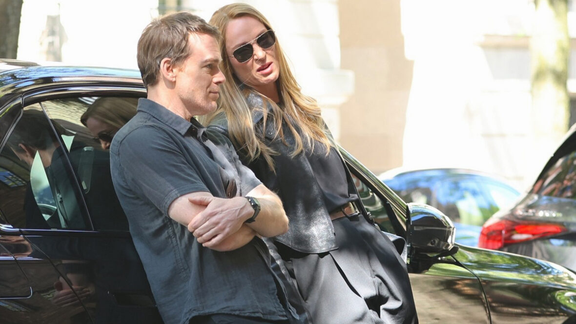 michael-c-hall-uma-thurman-dexter Michael C. Hall e Uma Thurman no set de