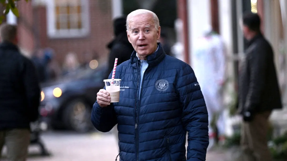 joe biden with milkshake on nantucket