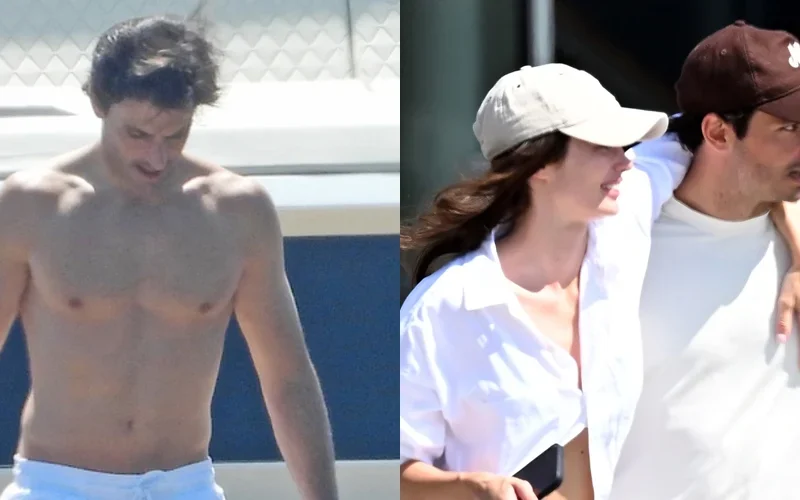 O piloto de F1 Carlos Sainz exibe o corpo rasgado e sem camisa nas férias em Portofino com a namorada Rebecca Donaldson antes do Grande Prêmio de Mônaco