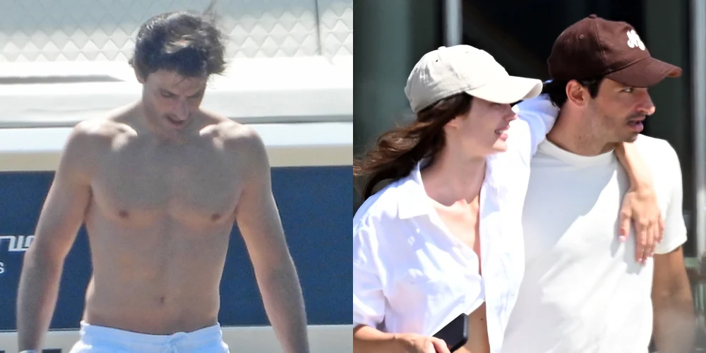 Carlos Sainz e Rebecca Donaldson passam férias em Portofino