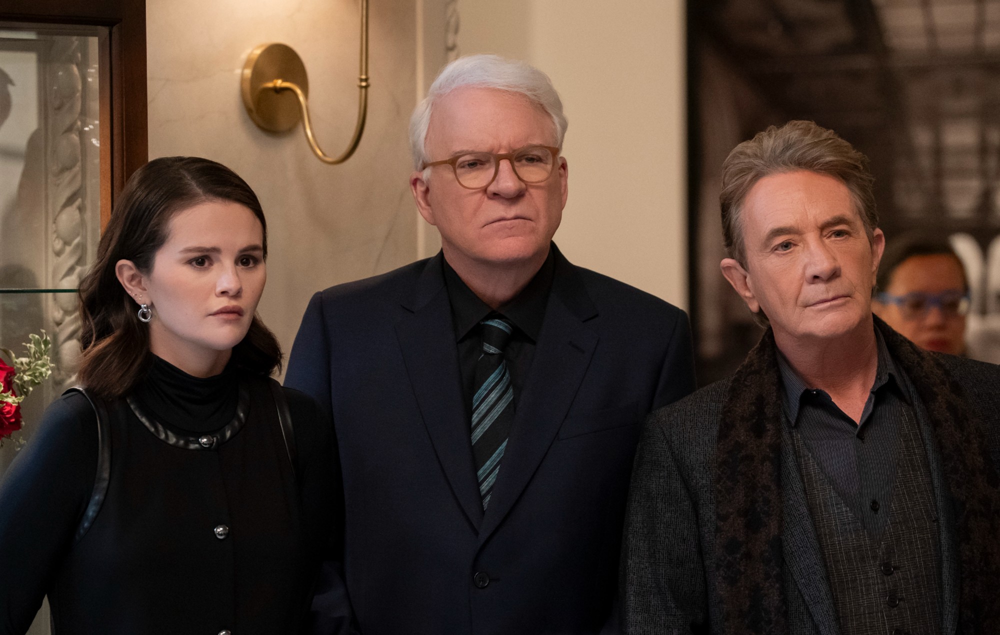 Selena Gomez, Steve Martin and Martin Short in 'Only Murders In The Building' season five. CREDIT: Disney/Patrick Harbron