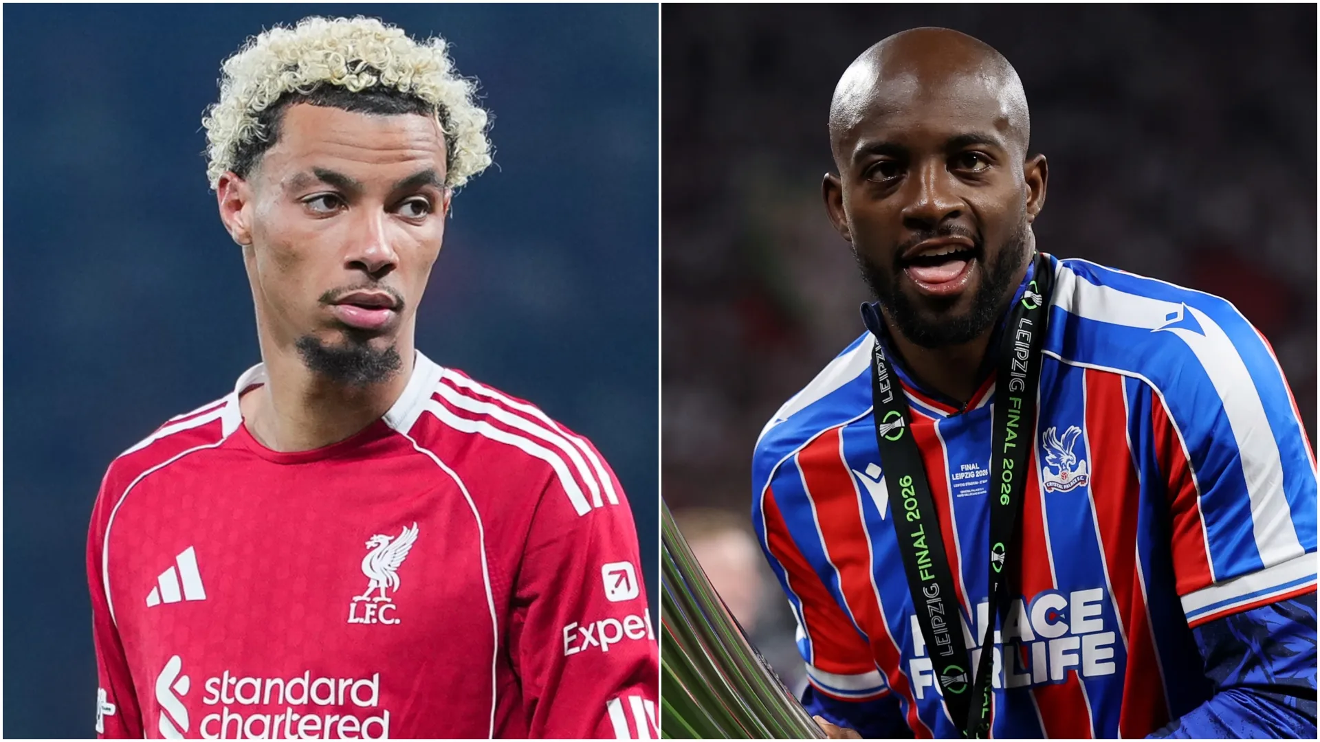 Hugo Ekitike do Liverpool e Jean-Philippe Mateta do Crystal Palace.