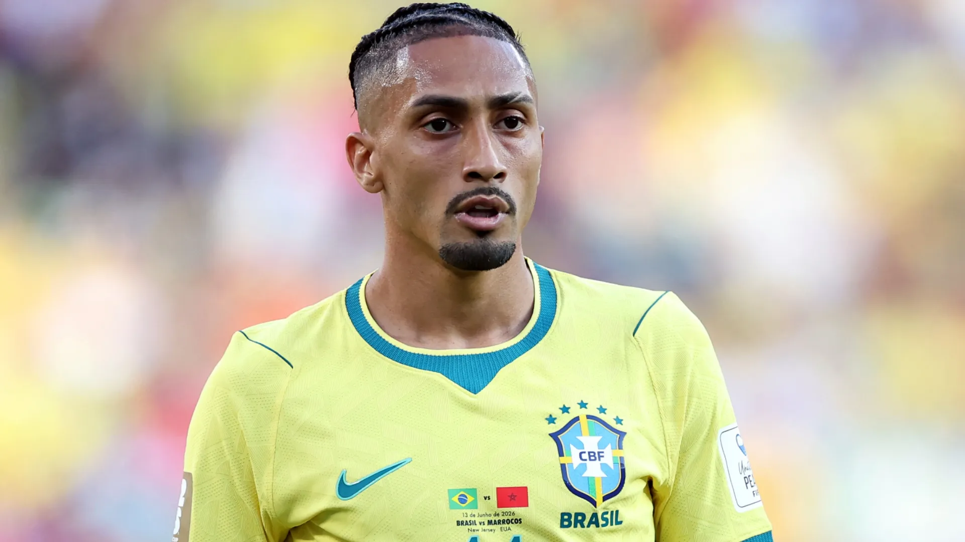 Raphinha nº 11 do Brasil durante a partida do Grupo C da Copa do Mundo FIFA 2026.