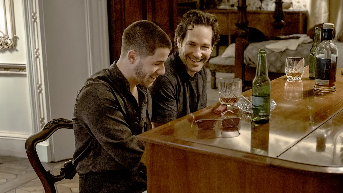 Nick Jonas, Paul Rudd in Power Ballad