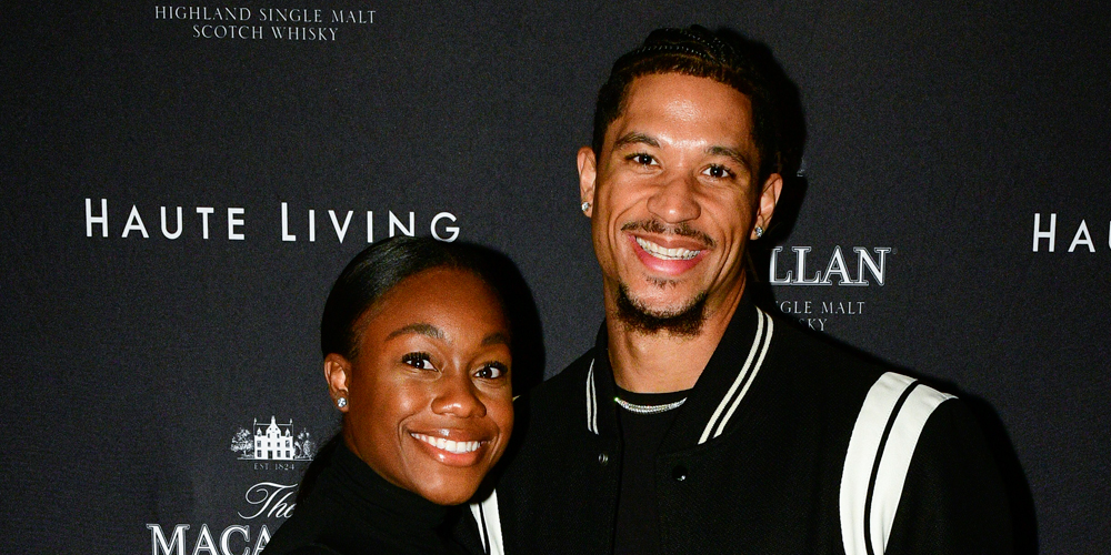 Foto de Josh Hart com a esposa Shannon