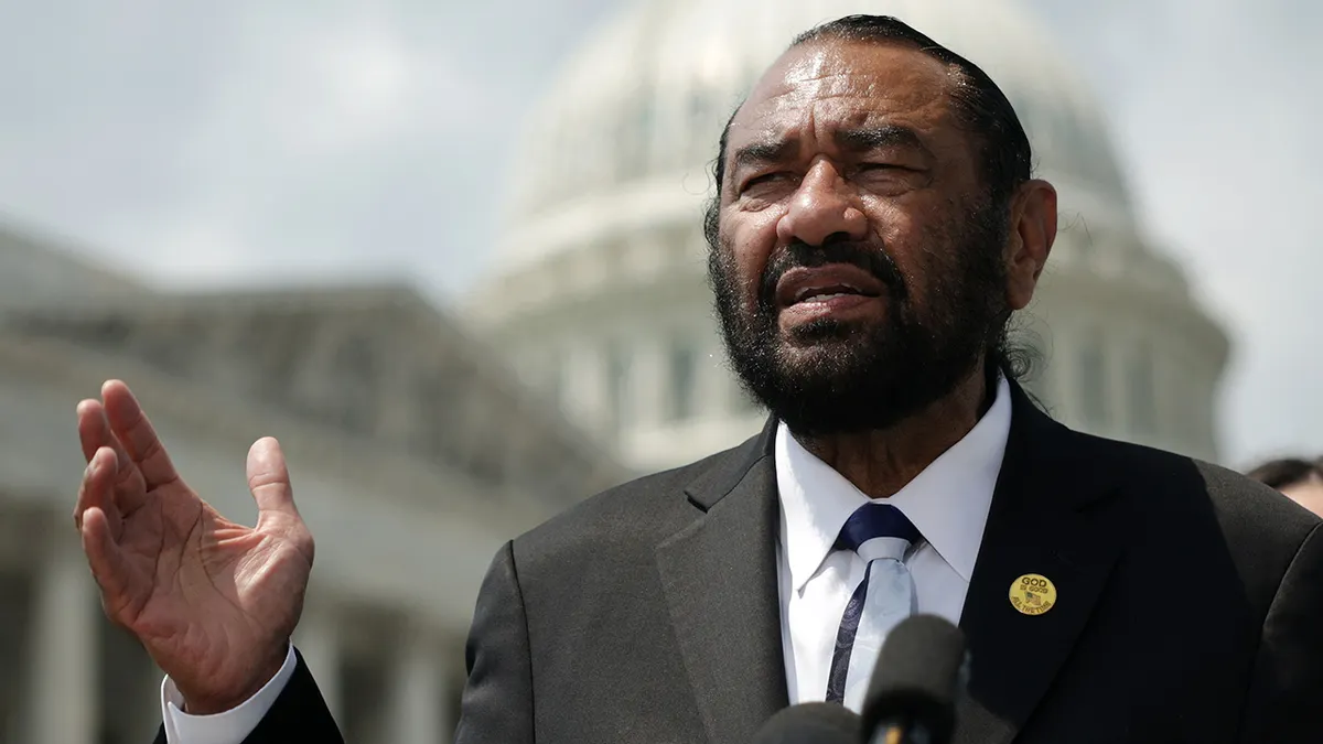 Rep. Al Green speaking during a news conference outside the U.S. Capitol