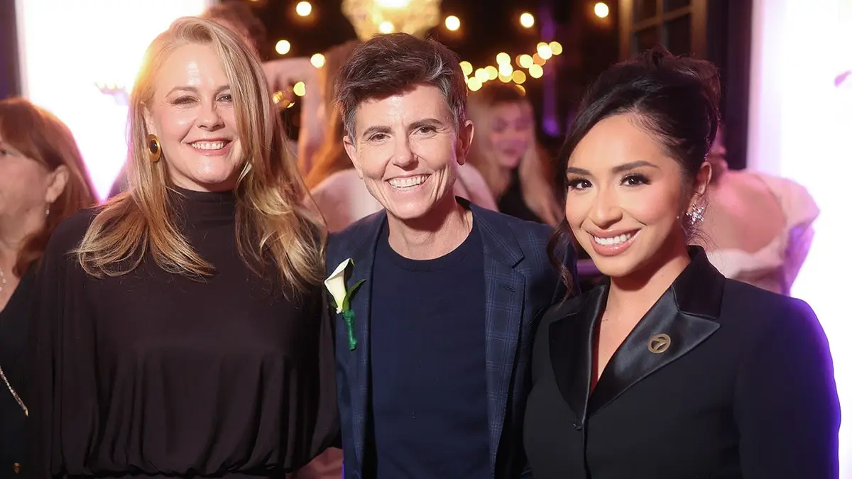 Alicia Silverstone Tig Notaro and Abigail Velez standing together at an event