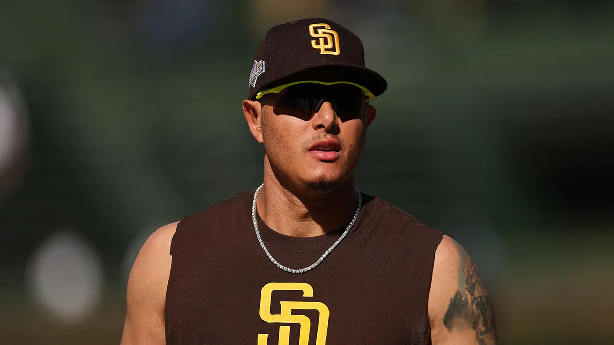 Manny Machado looking on during warmups at Wrigley Field.