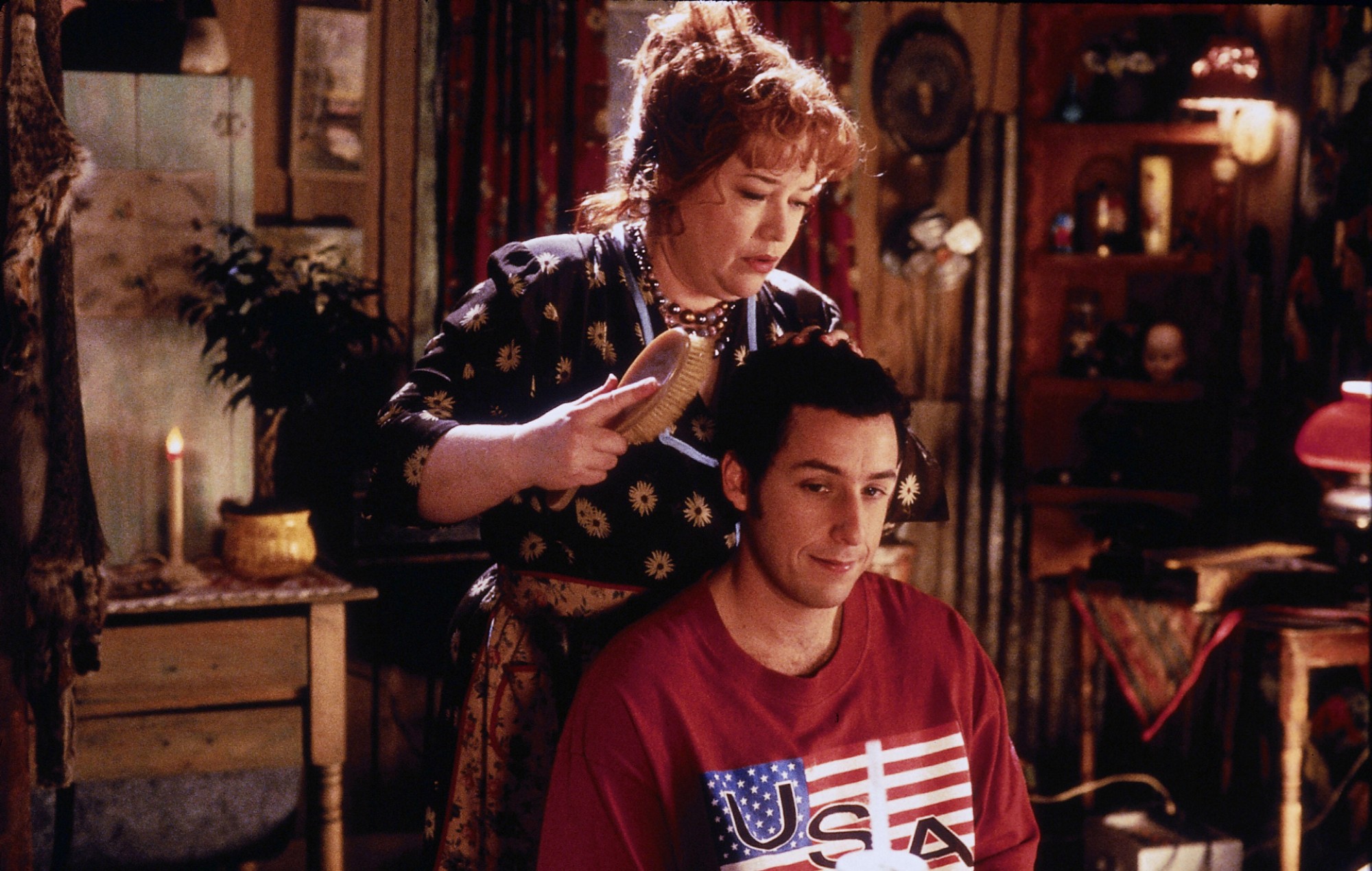 Kathy Bates and Adam Sandler in 'The Waterboy' CREDIT: Alamy