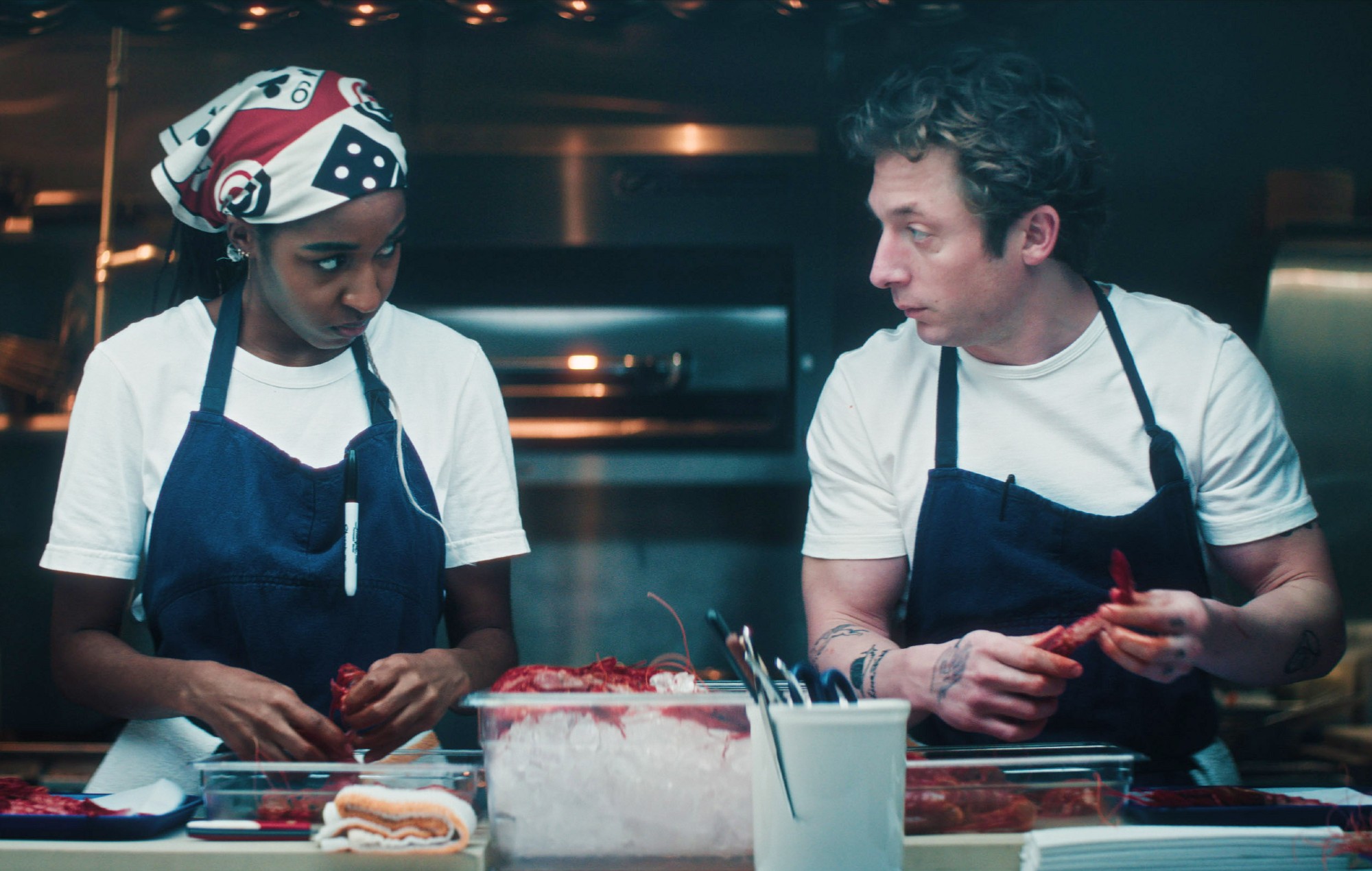 Ayo Edebiri and Jeremy Allen White in 'The Bear' season five. CREDIT: Disney+