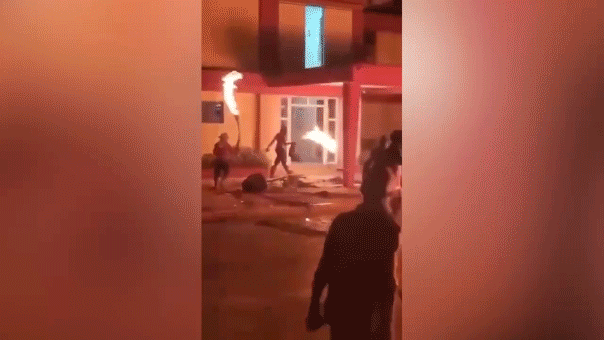 Protesters attempt to torch Communist Party headquarters in Morón, Cuba