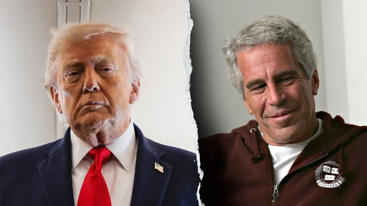 Split showing President Donald Trump and Jeffrey Epstein