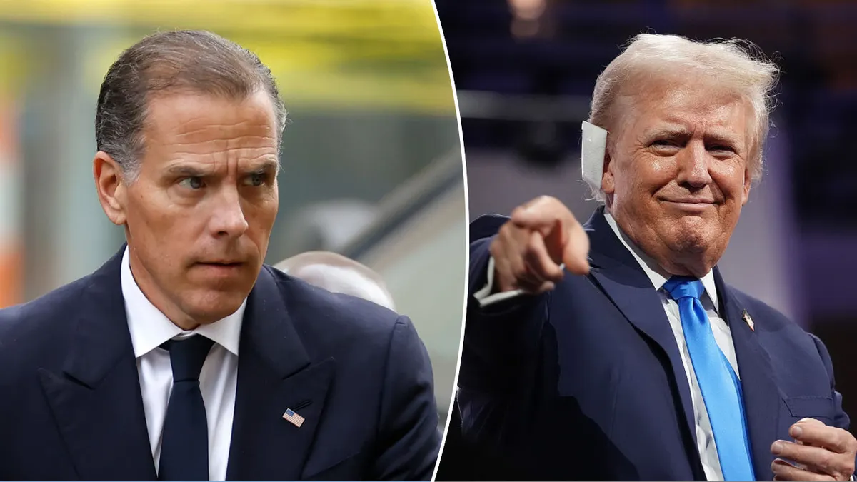 Hunter Biden and former President Donald Trump in separate portraits