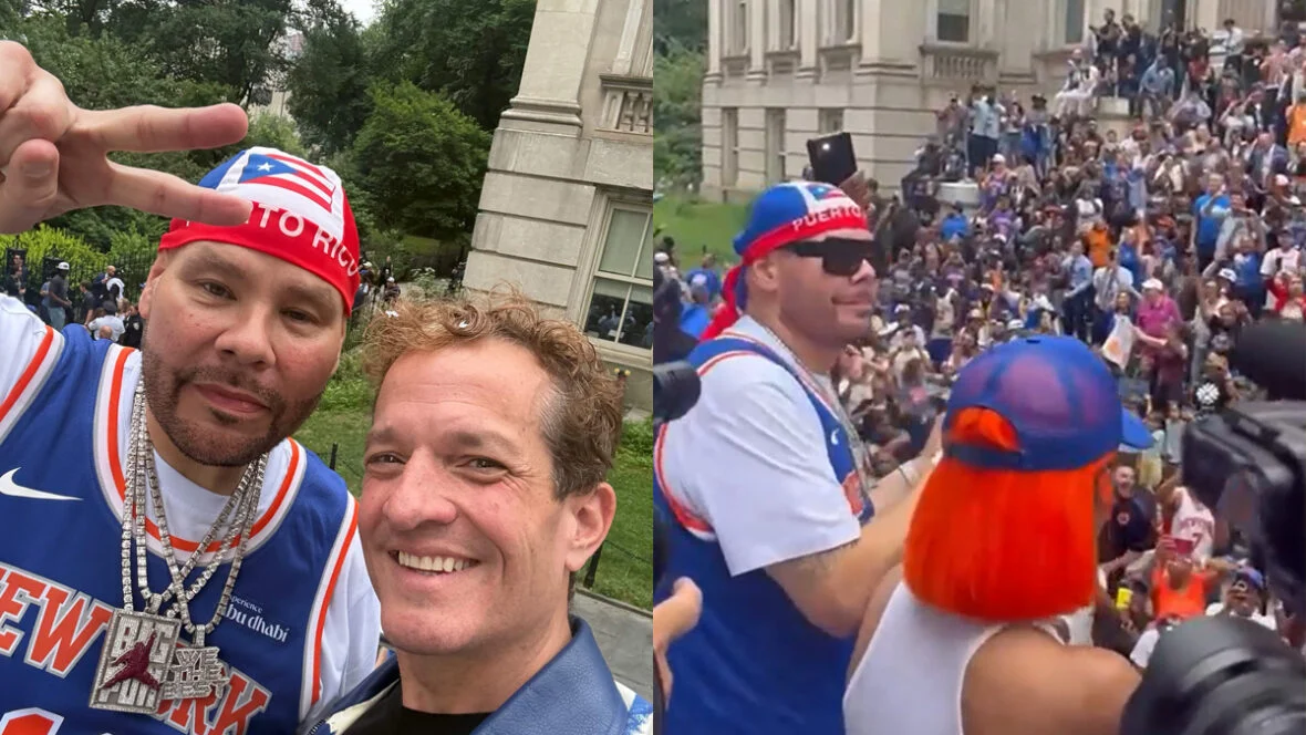 Fat Joe e Jeff Beacher no desfile dos NY Knicks