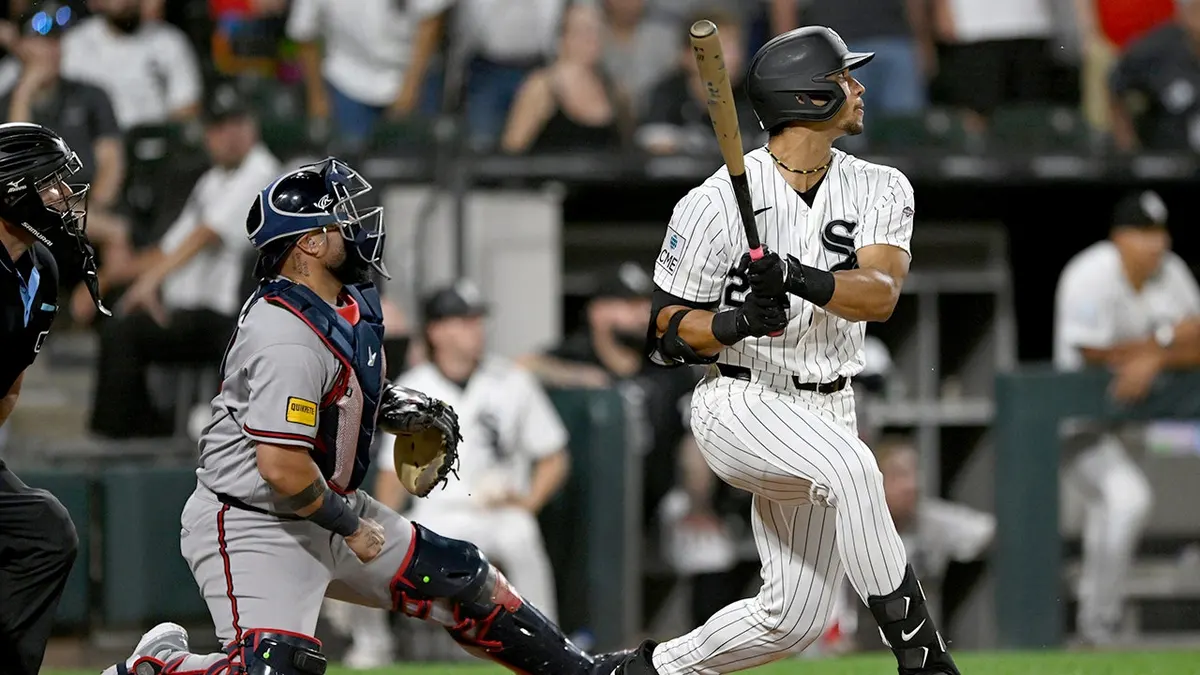 Braden Montgomery watching his walk-off home run during a baseball game.