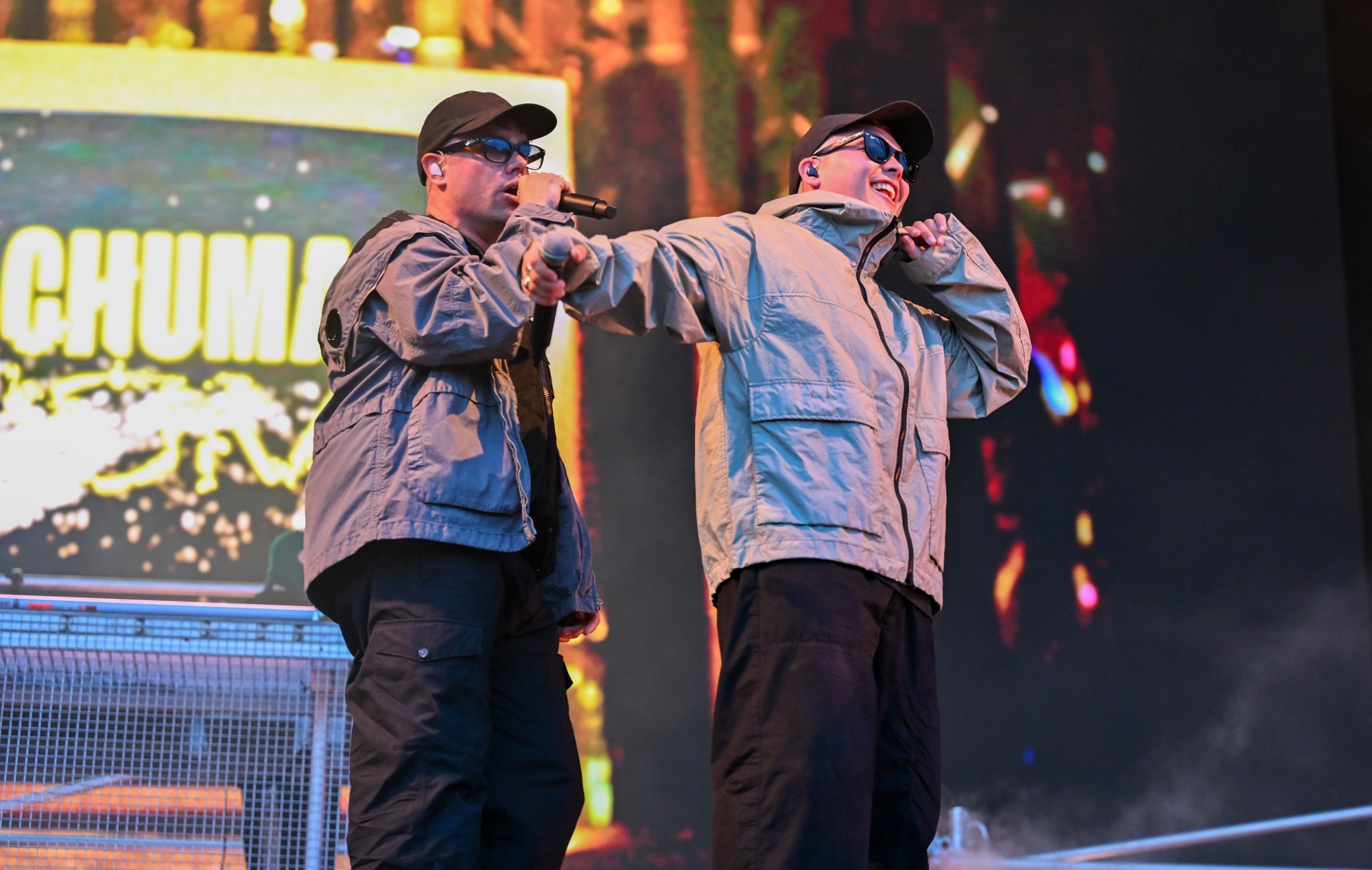 Móglaí Bap and Mo Chara of Kneecap perform onstage during the Crystal Palace Park Series 2026 Crystal Palace Park on June 27, 2026 in London, England. CREDIT: Nicky J. Sims/Getty Images