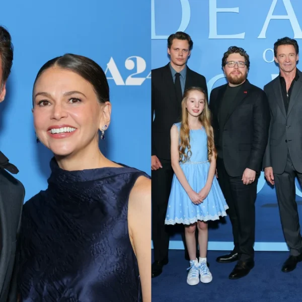 Hugh Jackman recebe apoio da namorada Sutton Foster na estreia mundial de ‘The Death of Robin Hood’ em Nova York