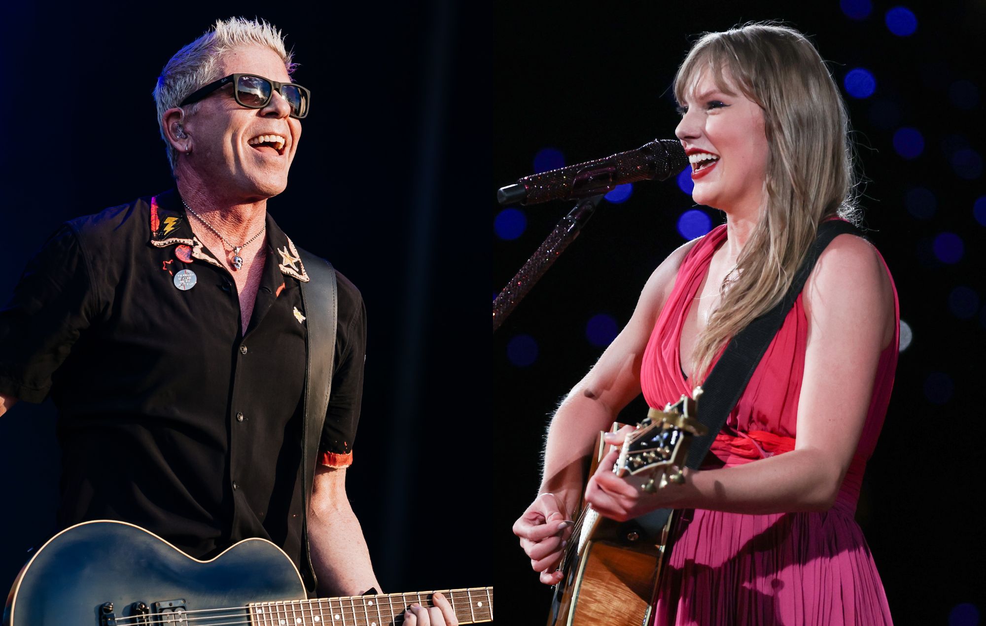 The Offspring and Taylor Swift. CREDIT: Thomas Niedermueller and Michael Campanella/TAS24/Getty Images