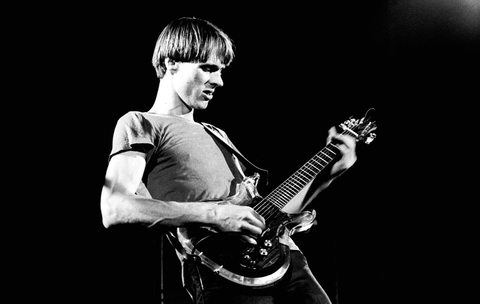 Tom Verlaine of Television at Hammersmith Odeon, London, 28 May 1977. (Photo by Gus Stewart/Redferns)