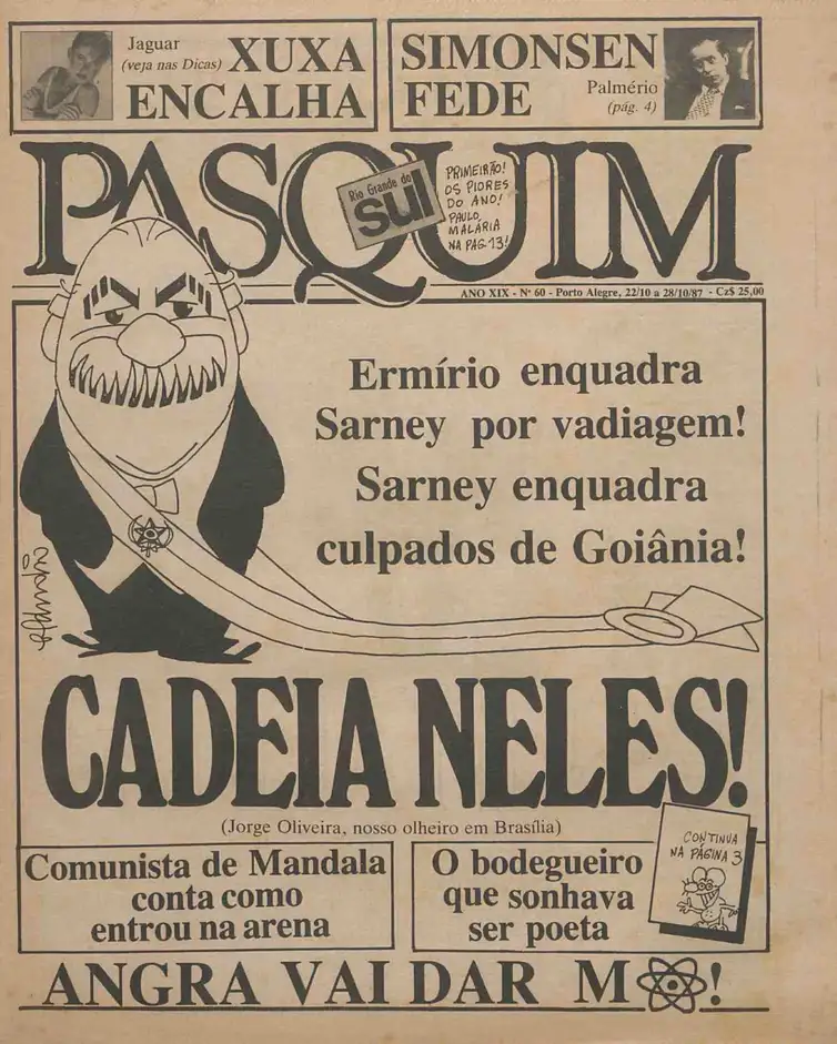 Capa de edição do jornal O Pasquim. Foto: Paquim/Reprodução