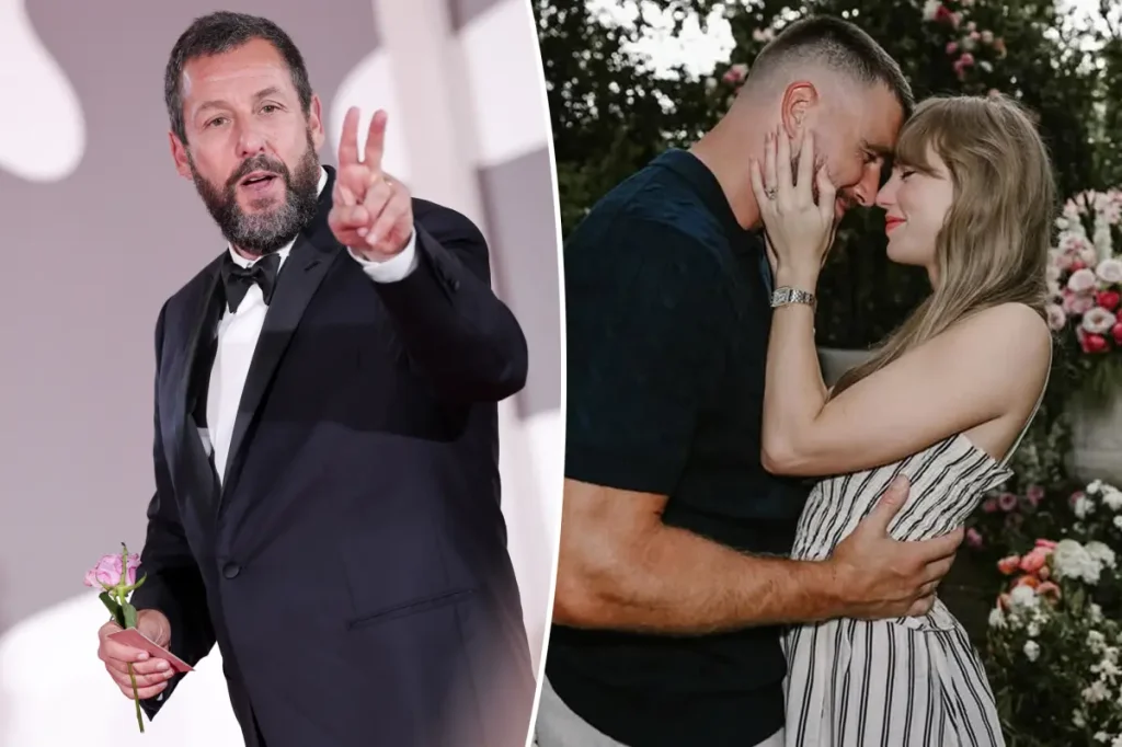 Convidados do casamento de Taylor Swift e Travis Kelce pensaram que Adam Sandler como celebrante era uma piada