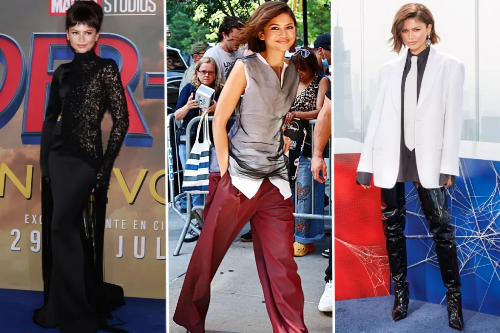 Zendaya aposta em preto, branco e vermelho na turnê de divulgação de Spider-Man: Brand New Day