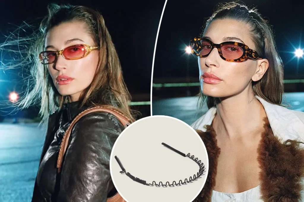 Hailey Bieber usa tiara de R$ 3 mil em final da Copa e Miu Miu lança campanha com modelo