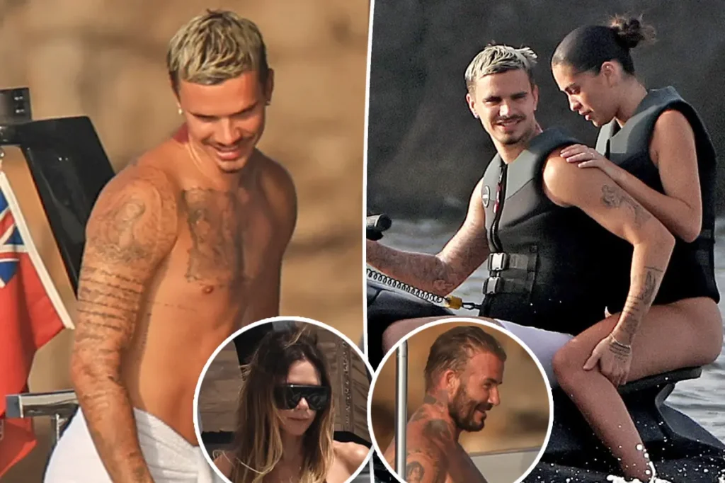 Romeo Beckham curte dia de sol em Ibiza de sunga branca ao lado da família