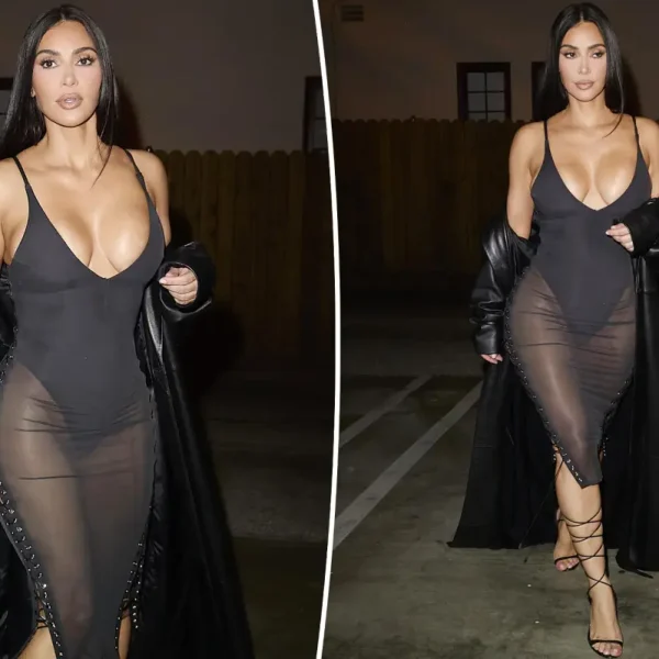 Kim Kardashian aparece com vestido totalmente transparente em evento em Los Angeles