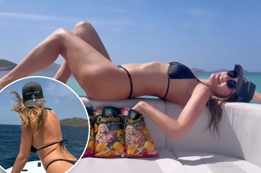 Heidi Klum promove linha de batatas fritas em fotos de biquíni fio dental e critica uso de Ozempic