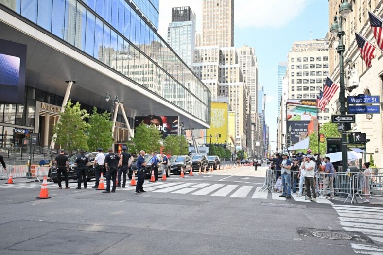 Uma vista do Madison Square Garden antes do casamento de Taylor Swift e Travis Kelce