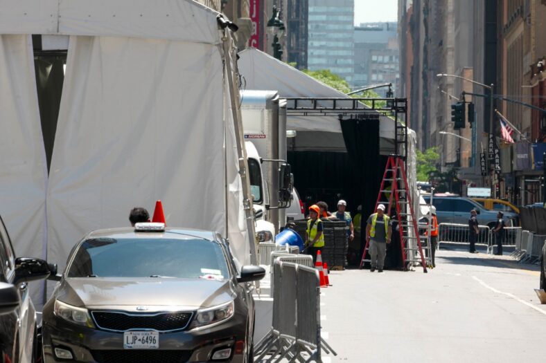 Uma vista do Madison Square Garden antes do casamento de Taylor Swift e Travis Kelce