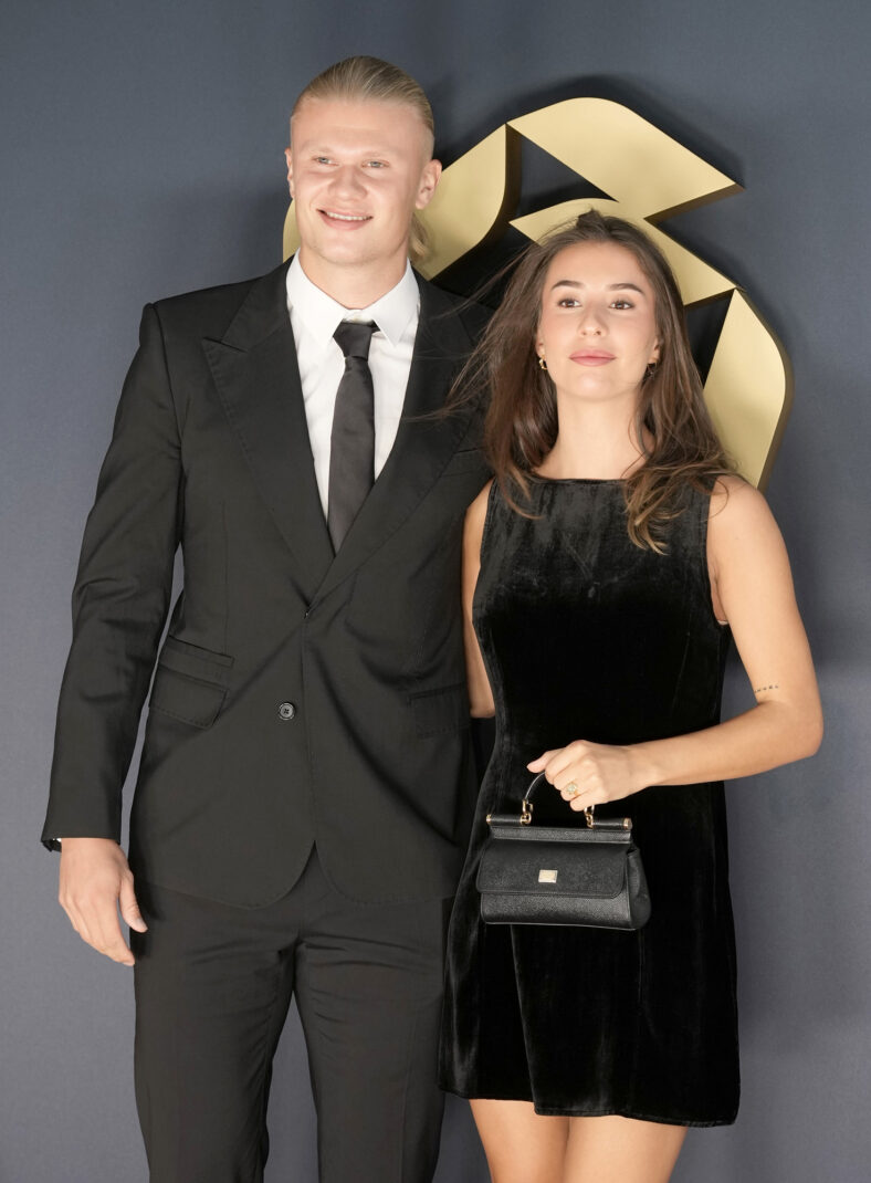 Erling Haaland e Isabel Haugseng Johansen - imagens de bancos de imagens