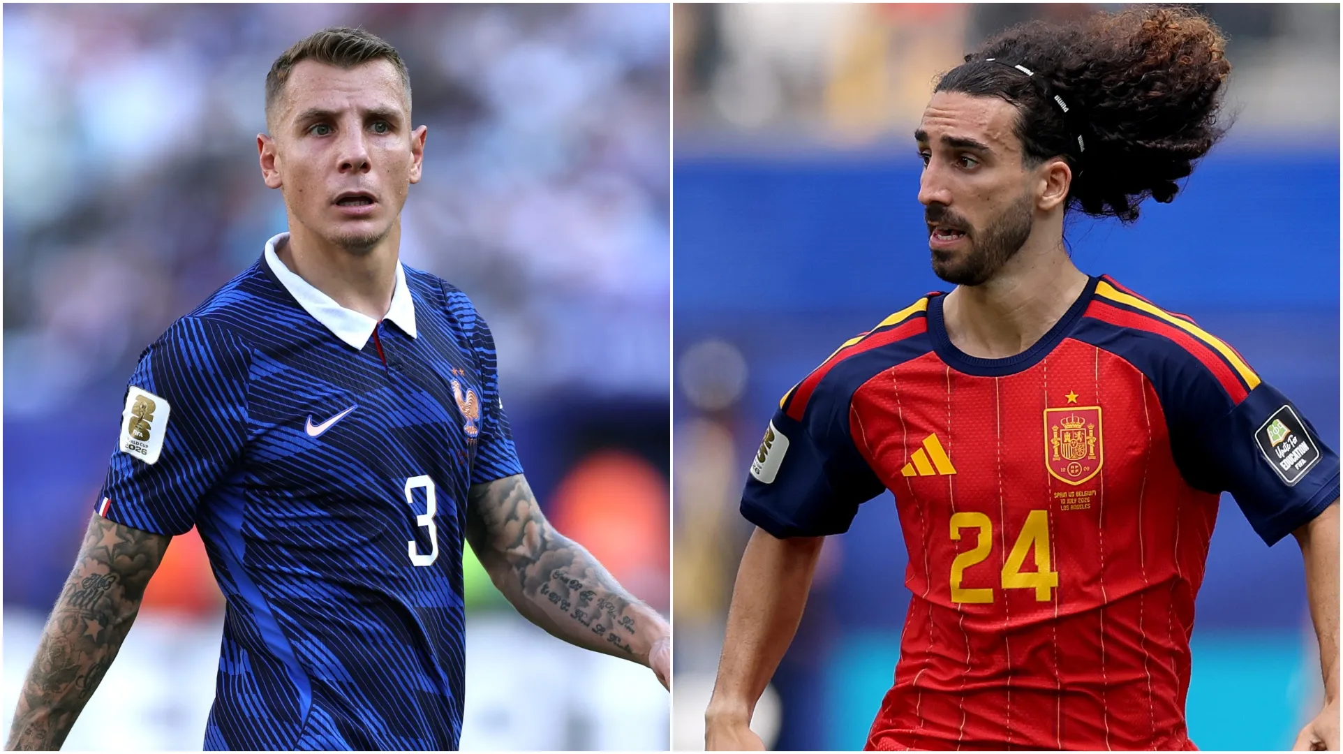 Lucas Digne (L) e Marc Cucurella (R). (Justin Setterfield e Carl Recine/Getty Images)