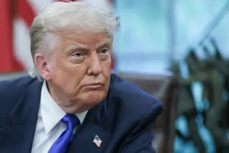 FILE PHOTO: U.S. President Donald Trump looks on as he signs executive orders and proclamations in the Oval Office at the White House, in Washington, D.C., U.S., May 5, 2025. REUTERS/Leah Millis/File Photo