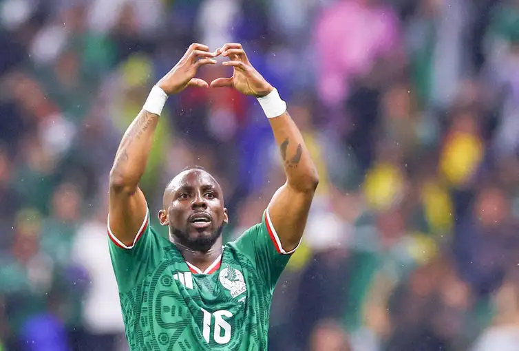Soccer Football - FIFA World Cup 2026 - Round of 32 - Mexico v Ecuador - Estadio Azteca, Mexico City, Mexico - June 30, 2026
Mexico's Julian Quinones celebrates scoring their first goal REUTERS/Raquel Cunha     TPX IMAGES OF THE DAY
