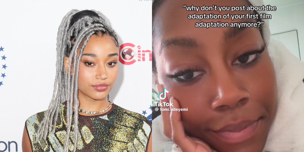 filme-amandla-stenberg tomi.adeyemi Captura de tela do TikTok e foto de Amandla Stenberg