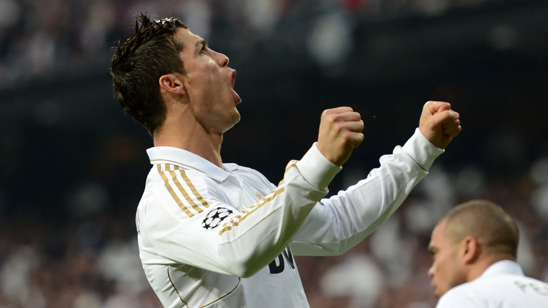 Cristiano Ronaldo do Real Madrid comemorando.