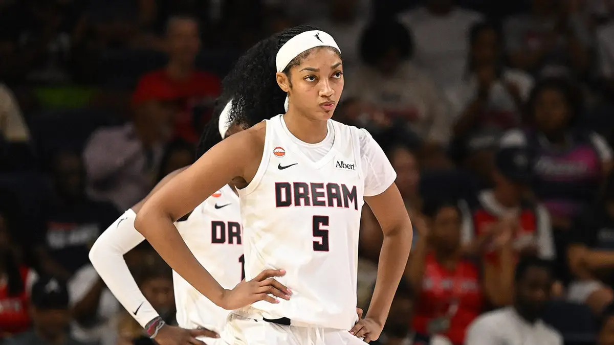 Angel Reese during a WNBA game.