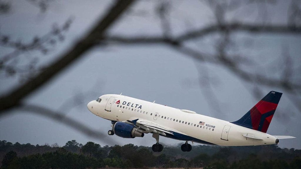 Delta Air Lines Airbus A319 departing from an airport in a file photo