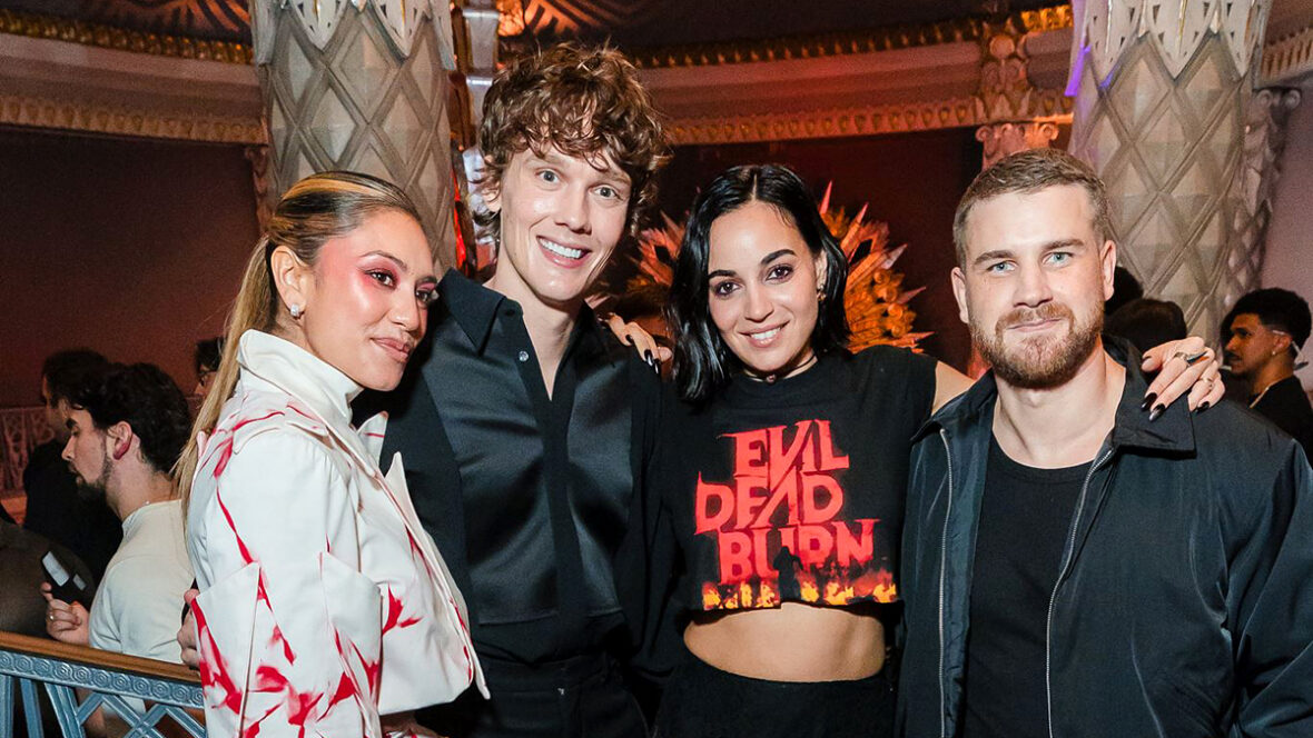 evento-de-fã-de-morto-do-malvado O elenco de Evil Dead Burn em um evento de fãs em Los Angeles