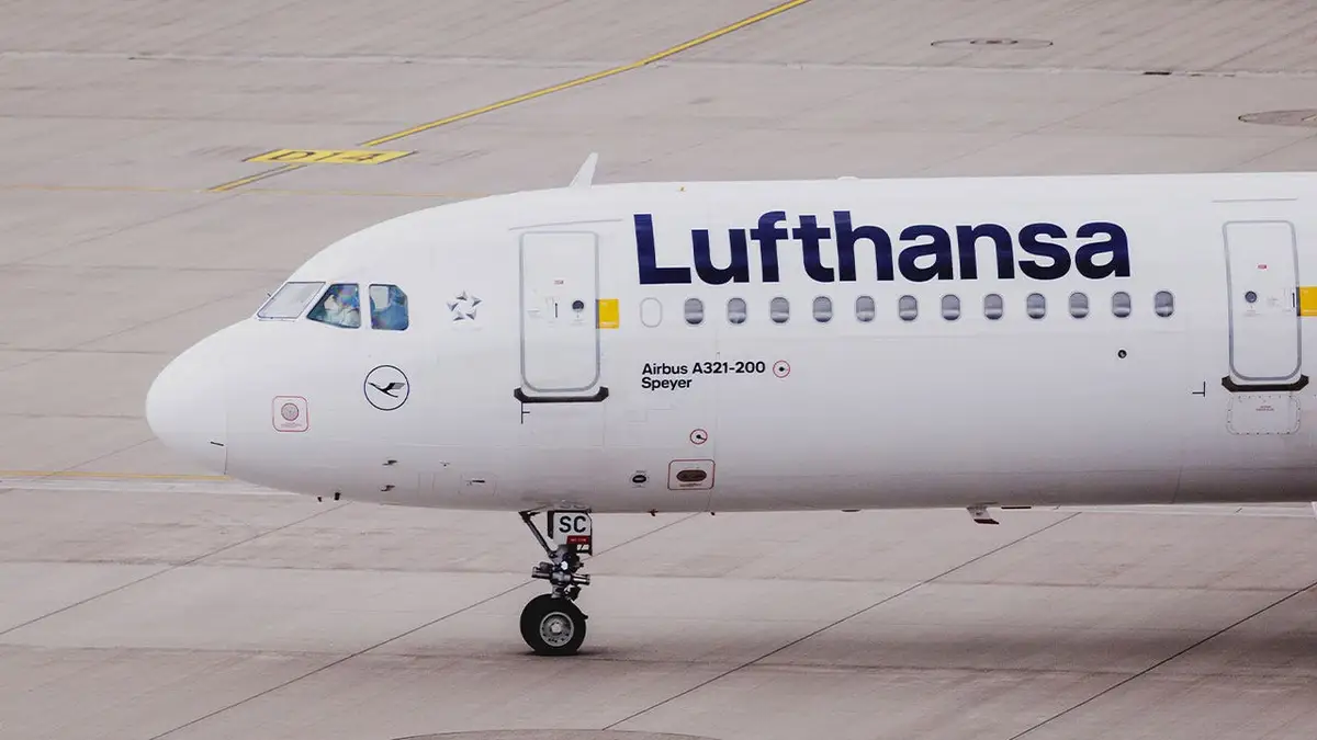 Lufthansa aircraft parked at Berlin Brandenburg Airport in Germany