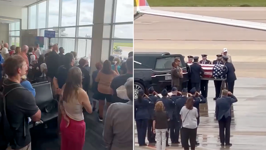 Homenagem emocionante no aeroporto de Raleigh-Durham: passageiros se unem em silêncio para receber militar morto em combate
