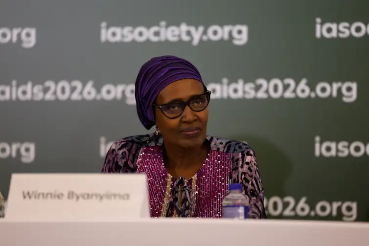 Rio de Janeiro (RJ), 27/07/2026 – A diretora-executiva do UNAIDS e subsecretária-geral das Nações Unidas, Winnie Byanyima, na coletiva de imprensa de abertura da 26° Conferência Internacional de AIDS.  Foto: Fernando Frazão/Agência Brasil