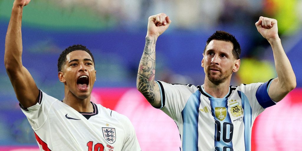 Argentina e Inglaterra fazem semifinal histórica com força máxima e artilheiros em campo