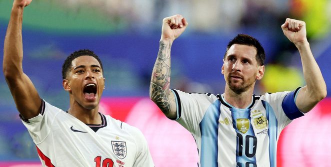 Argentina e Inglaterra fazem semifinal histórica com força máxima e artilheiros em campo