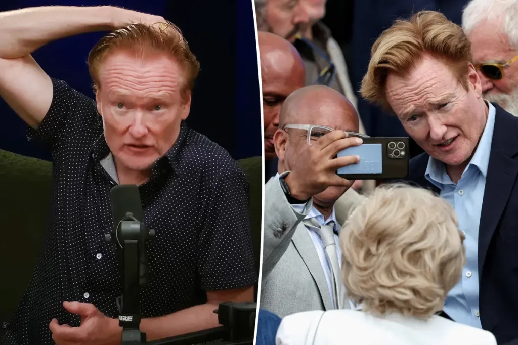 Conan OBrien revela motivo doloroso por trás do novo visual grasento após queimadura solar no couro cabeludo